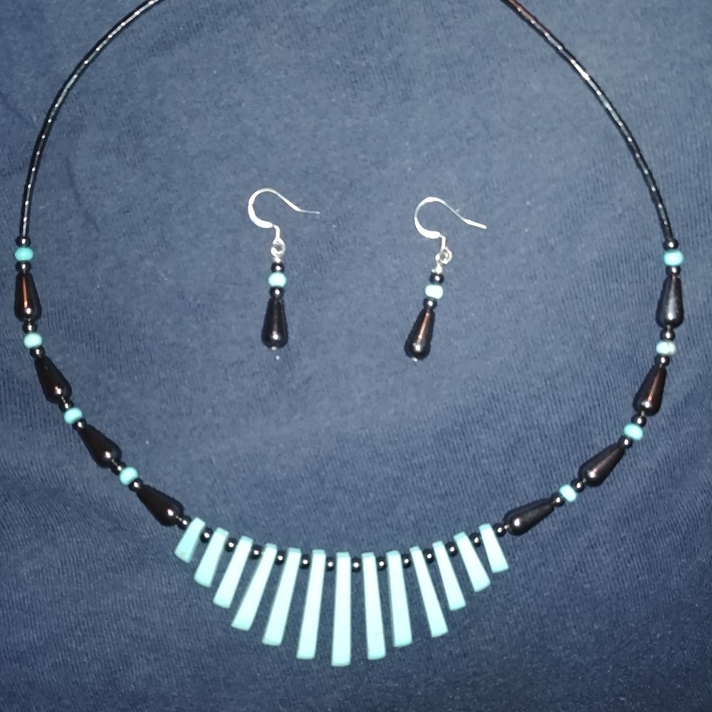 Native American Inspired Necklace Ear Ring Set - image 1